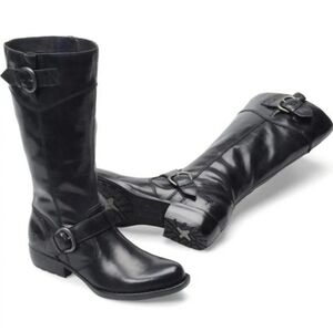Born Women Leather Full Graine moto Riding Boots shoes sz 9
